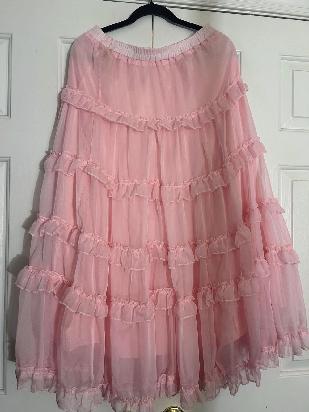 NWT Boutique Pink Tiered Ruffle Maxi skirt